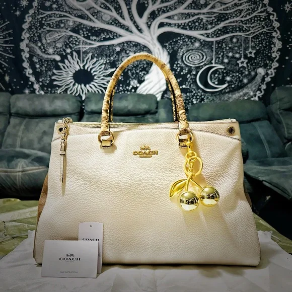 Vintage style COACH soho shoulder Bag Cream Pebbled Leather Satchel tote bag - Picture 9 of 17